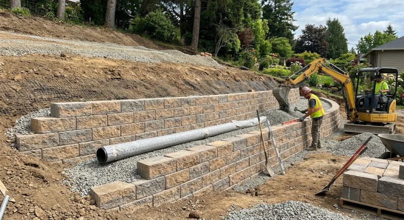 Block Retaining Wall Installation in Sonoma County, CA
